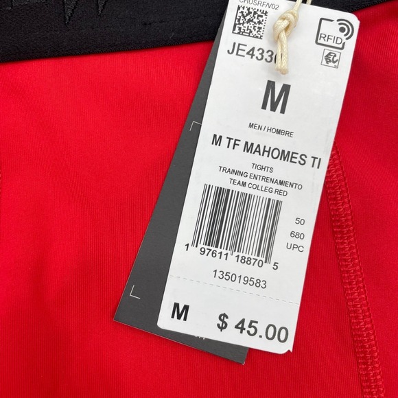 Adidas Mens Mahomes Techfit Training Tights Red Compression Leggings JE4330 M - Picture 11 of 14